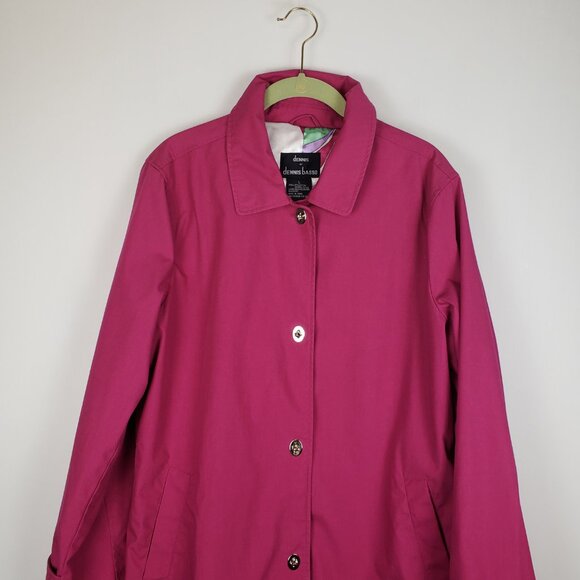 Dennis Basso Rain Coat Raspberry Pink Trench Accent Scarf Womens Size Large - Picture 6 of 10